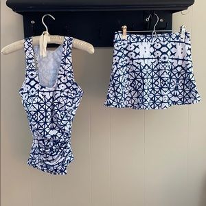 UGD Swim Tankini, Swim Skirt • M/L • Blue & White